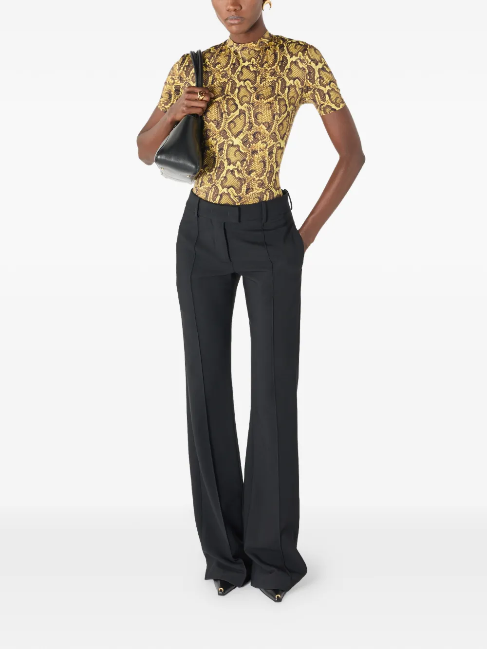  Marine Serre Python-print Crew-neck Top - Yellow 