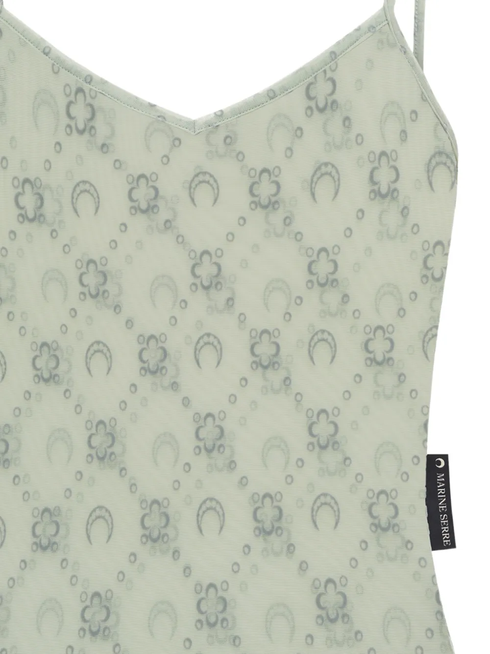 Marine Serre Top met mesh bandjes en monogram Groen