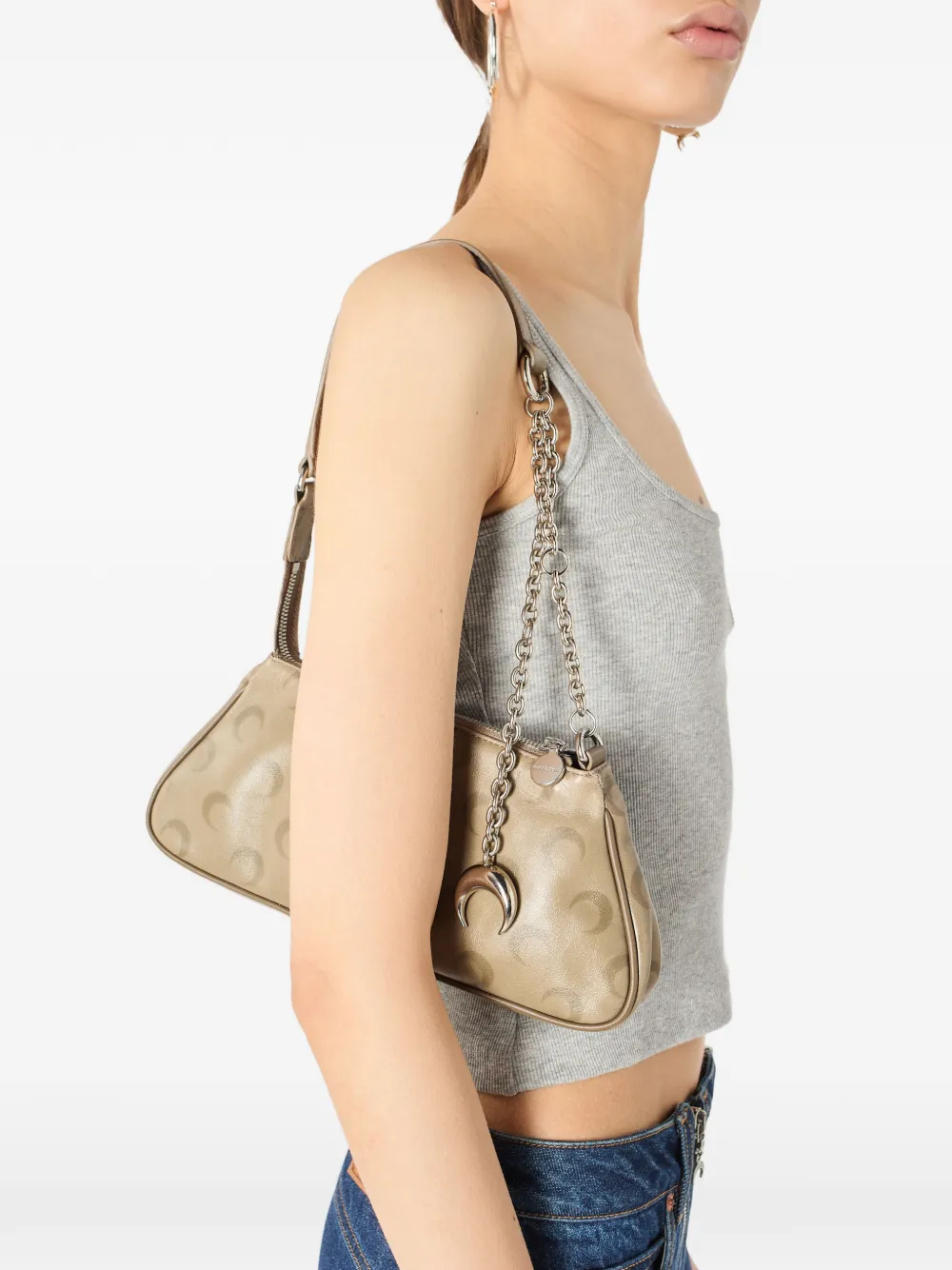 Marine Serre Moon Core tas van vervaagd leer Beige