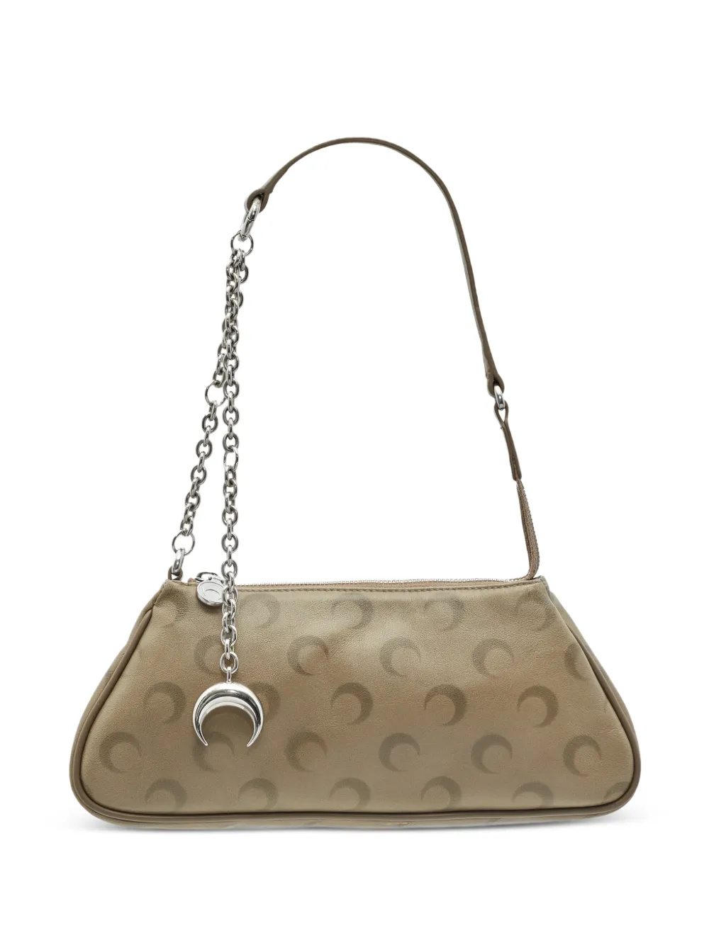 Marine Serre faded-leather moon core bag - Nude