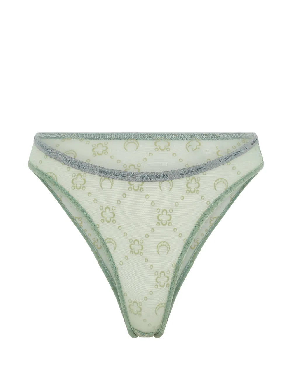 Marine Serre Moonogram mesh thong - Verde