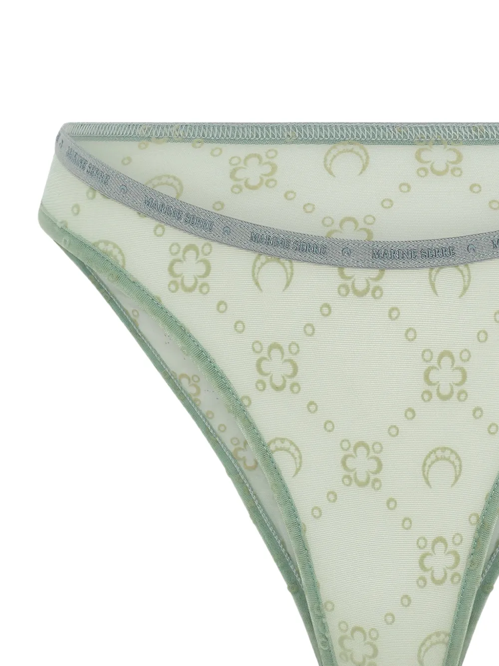Marine Serre Mesh string met monogram Groen