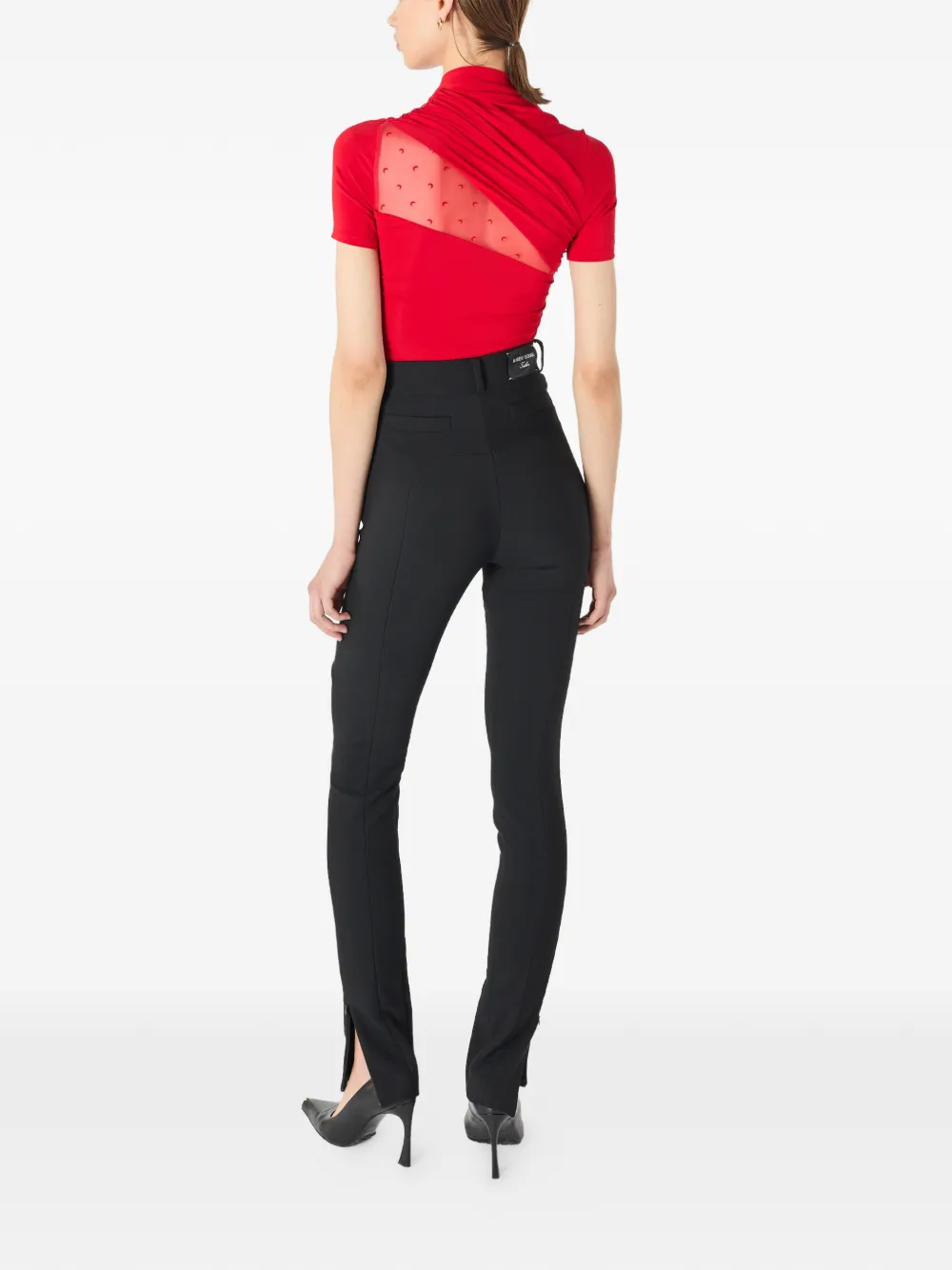 Marine Serre Gedrapeerde jersey top Rood