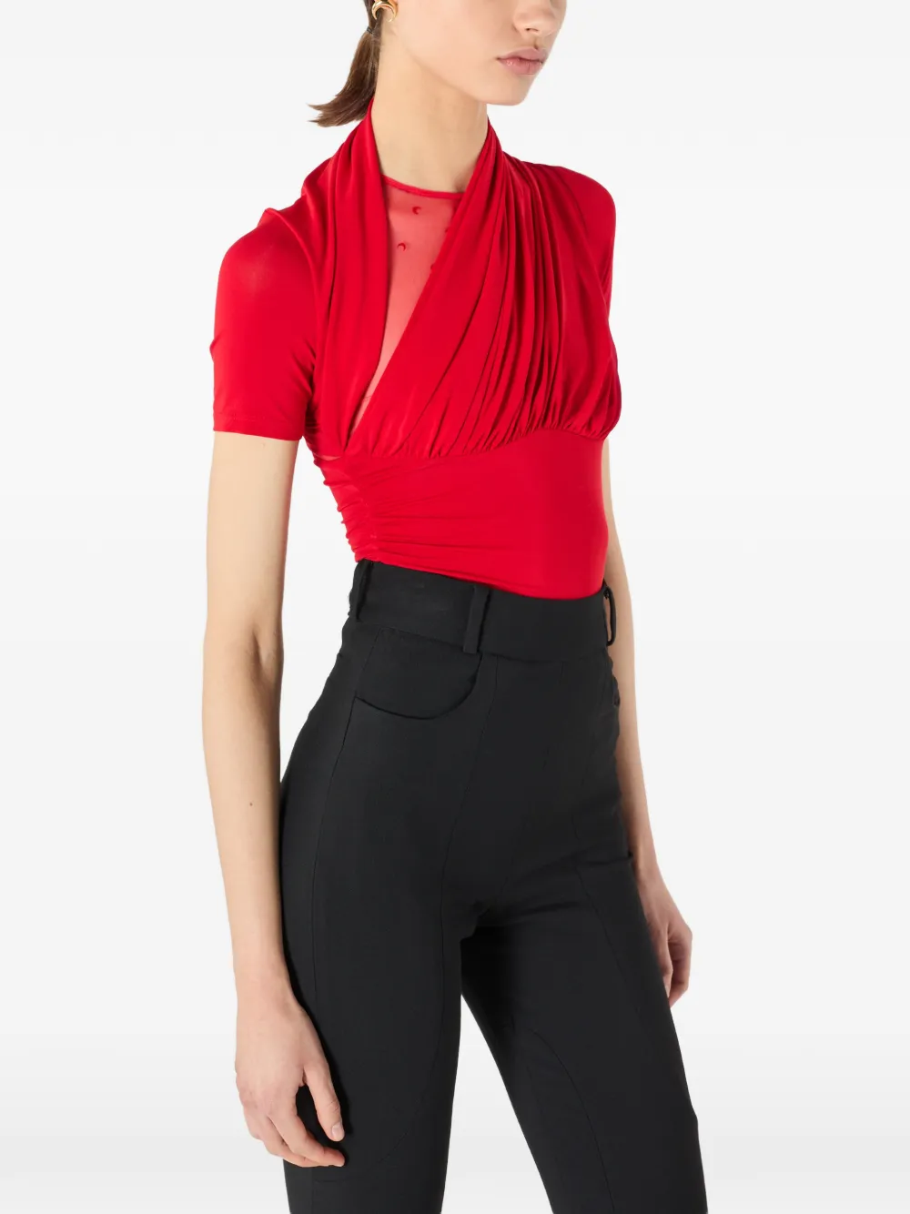 Marine Serre Gedrapeerde jersey top Rood