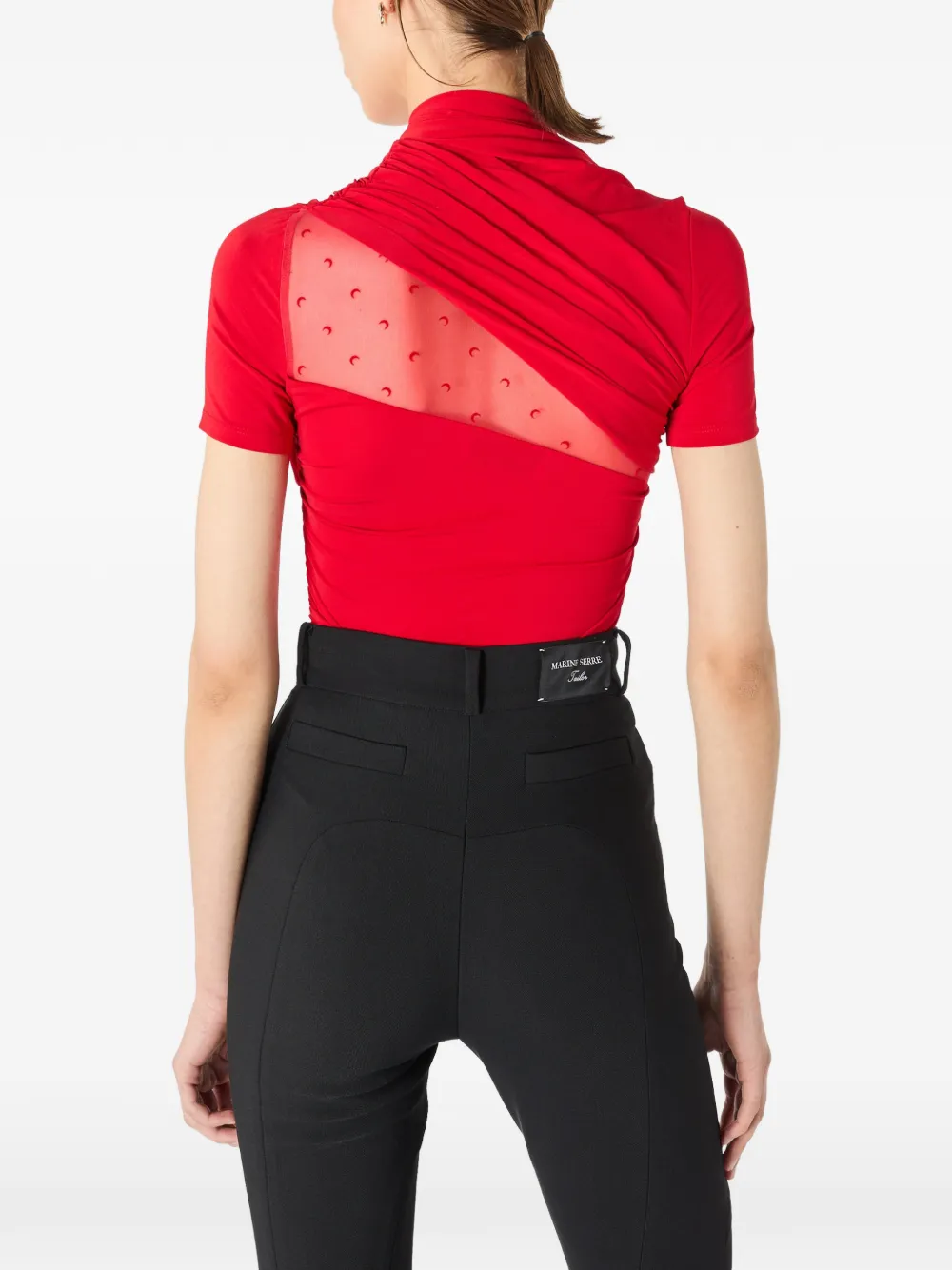Marine Serre Gedrapeerde jersey top Rood