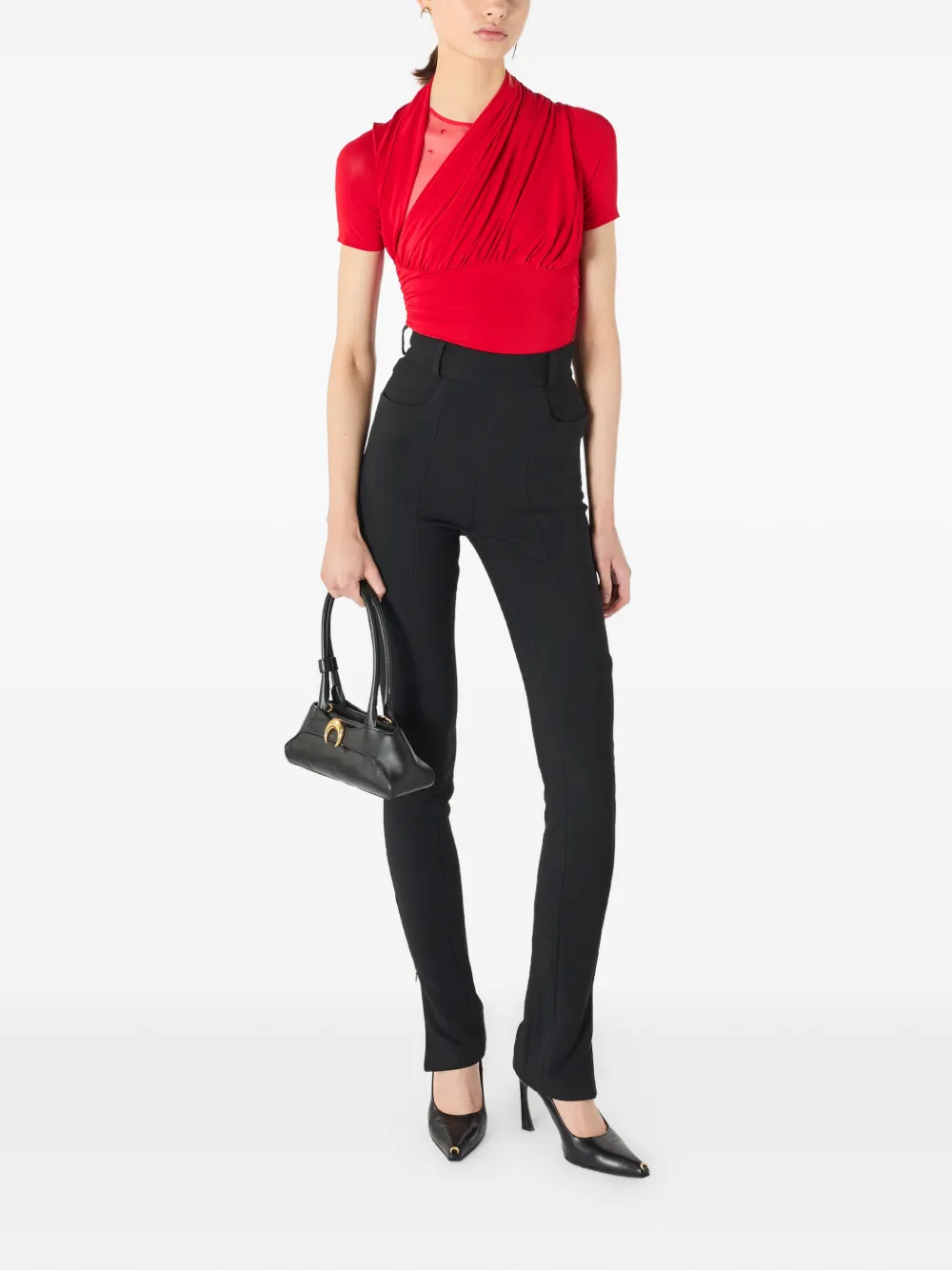 Marine Serre Gedrapeerde jersey top Rood
