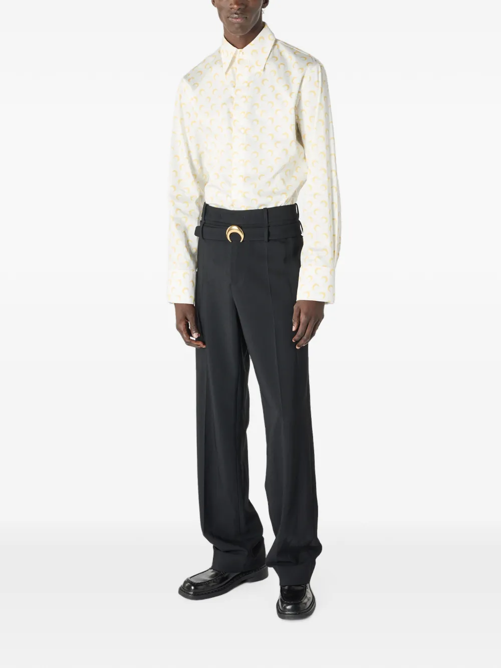 Marine Serre Wollen flared pantalon Zwart