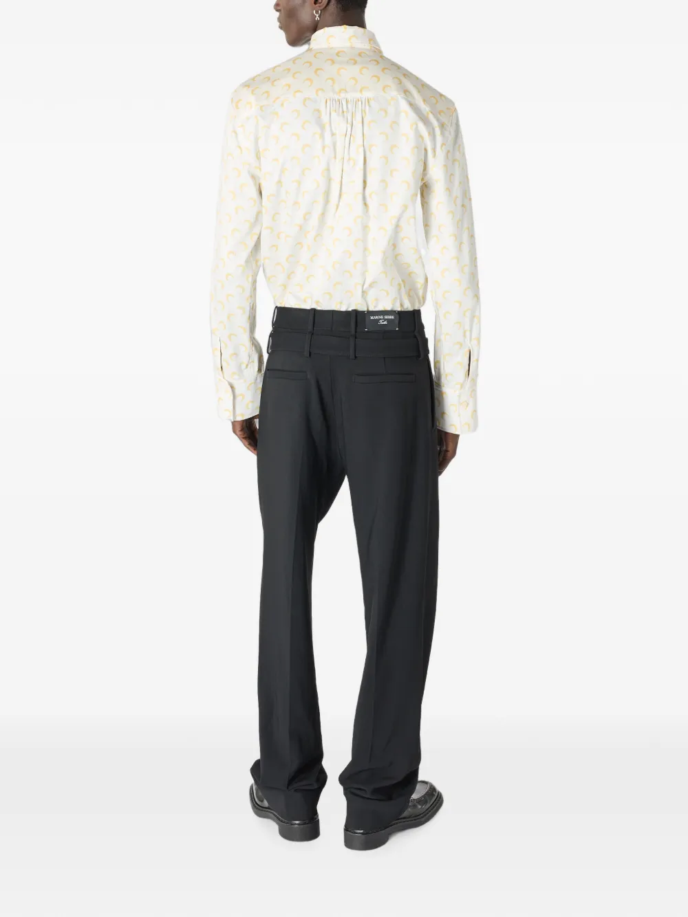 Marine Serre Wollen flared pantalon Zwart