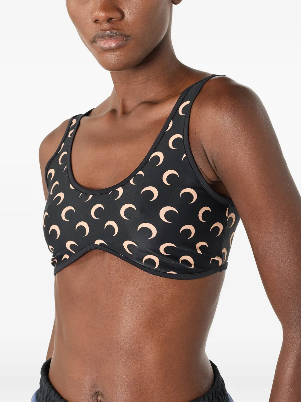 Marine Serre Bh top met maanprint Zwart