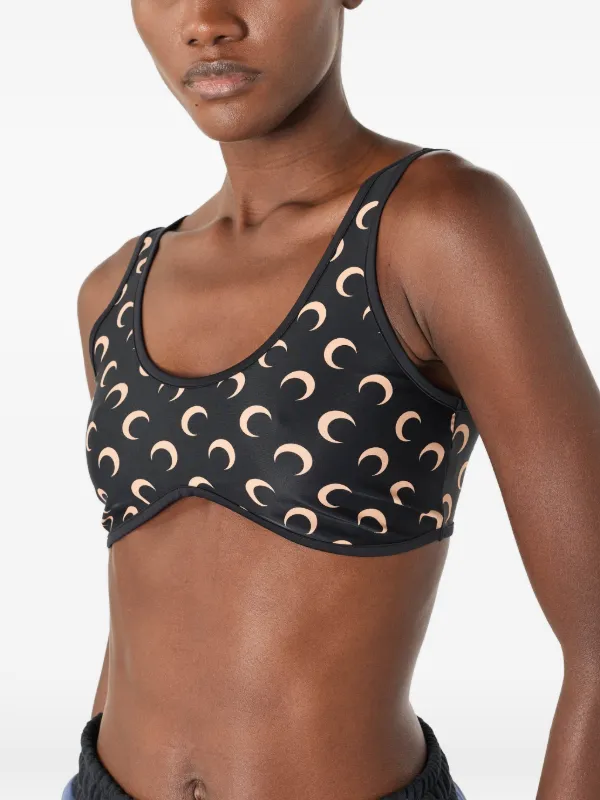 Marine Serre moon-print Bra Top | Black | FARFETCH