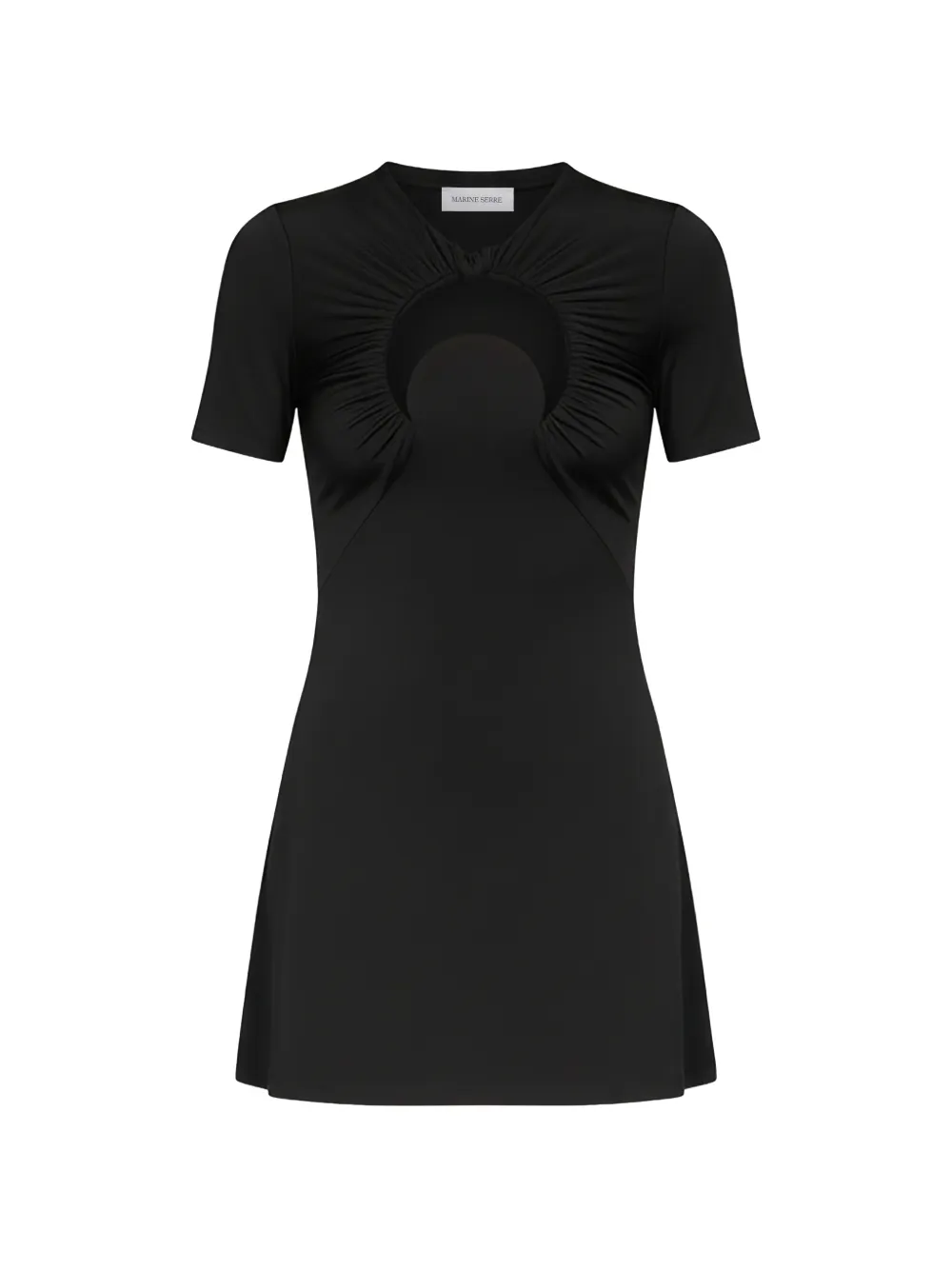 Marine Serre Moon-detail gathered mini dress - Nero