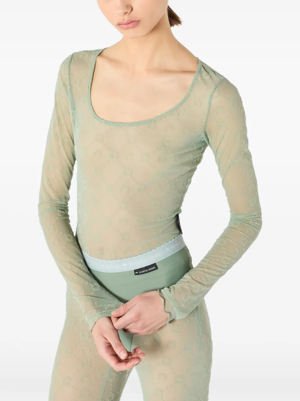 Marine Serre T-shirt met monogram Groen