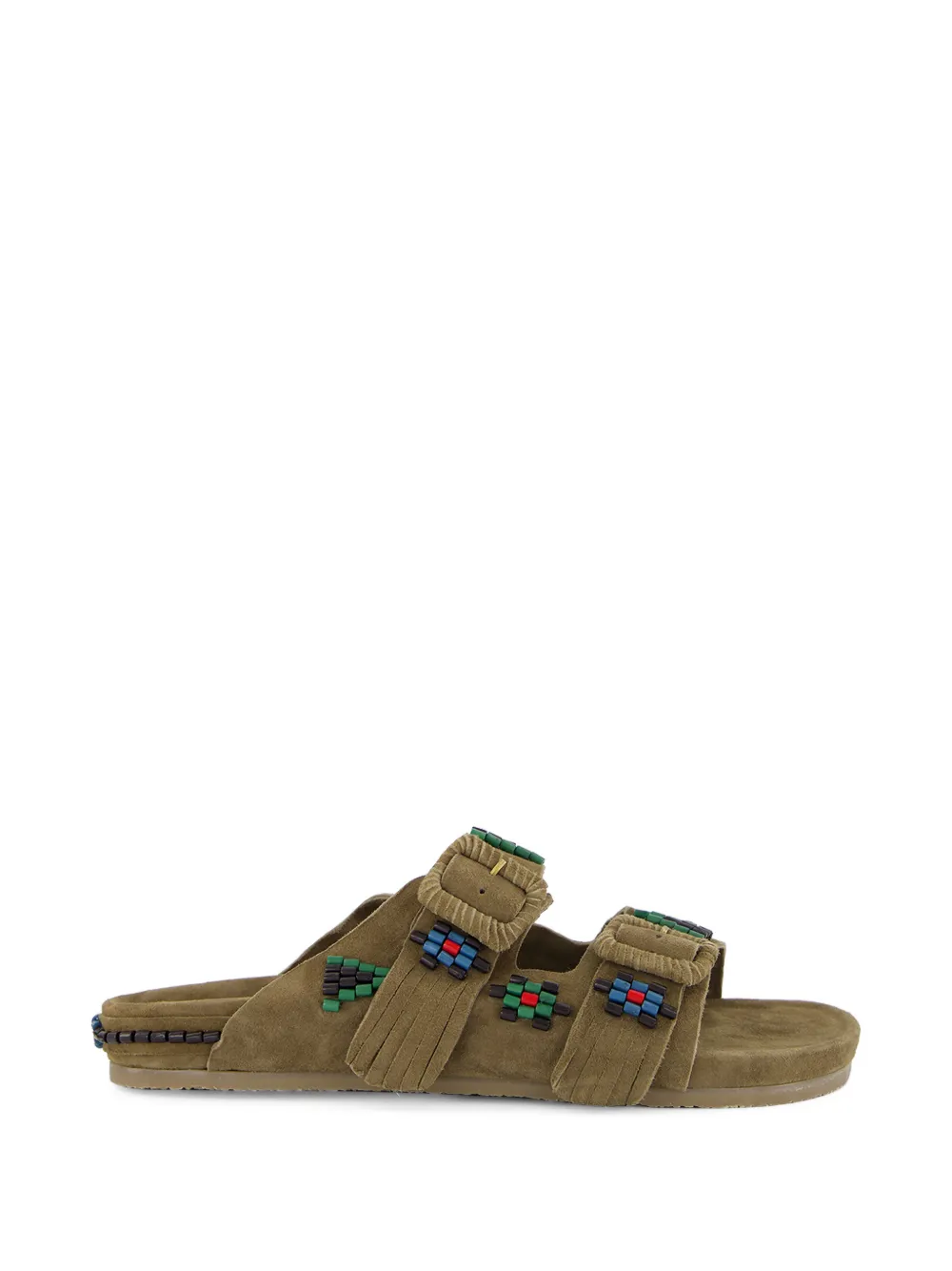 Baziszt Sambla bead-embellished suede flat sandals - Verde