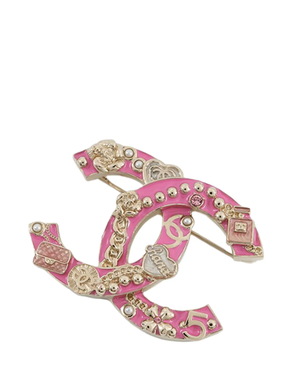 CHANEL Pre-Owned Spilla CC placcata oro con smalto 2024