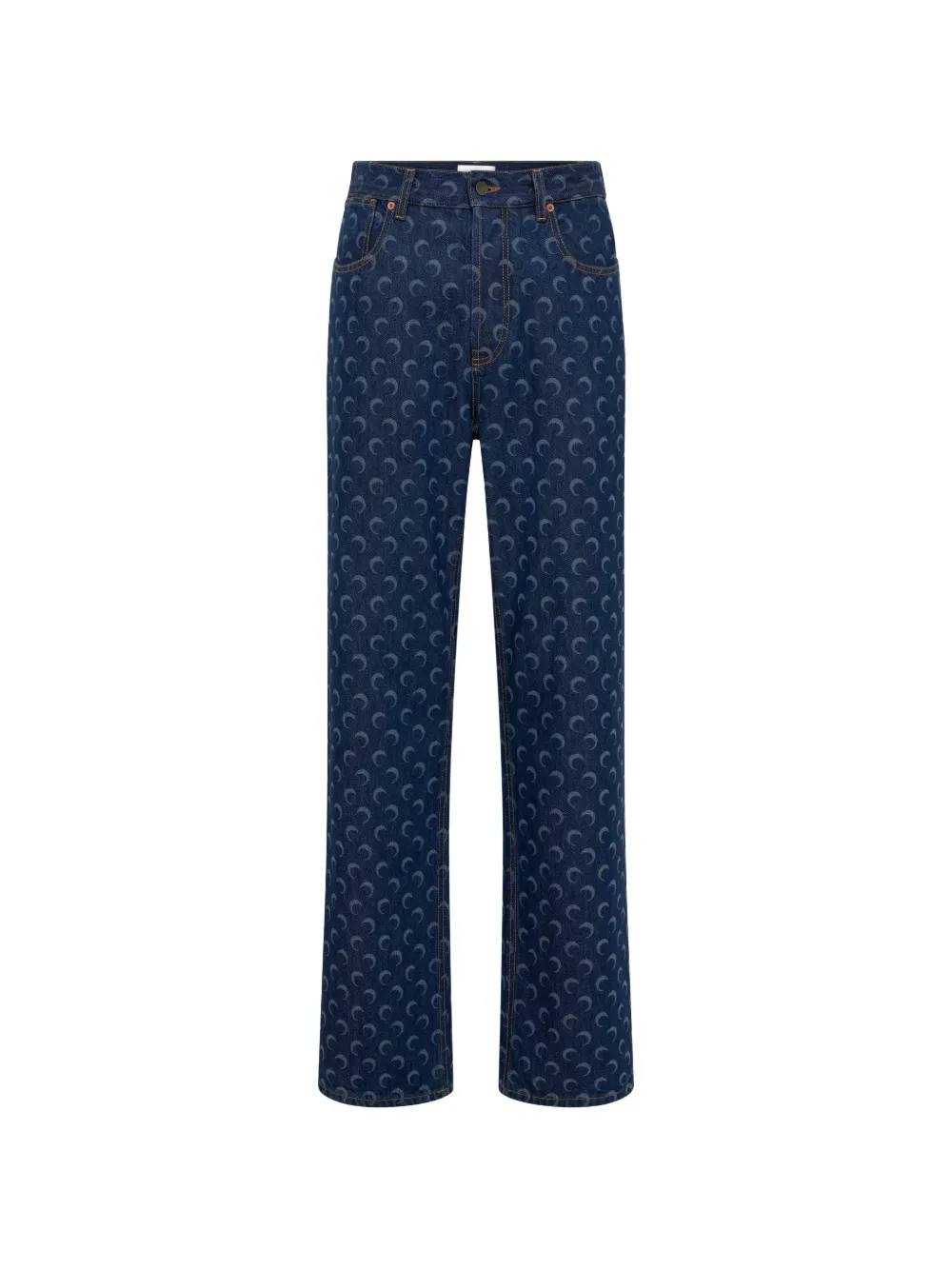 Marine Serre crescent moon-print jeans - Blu