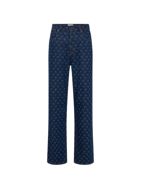 Marine Serre crescent moon-print jeans