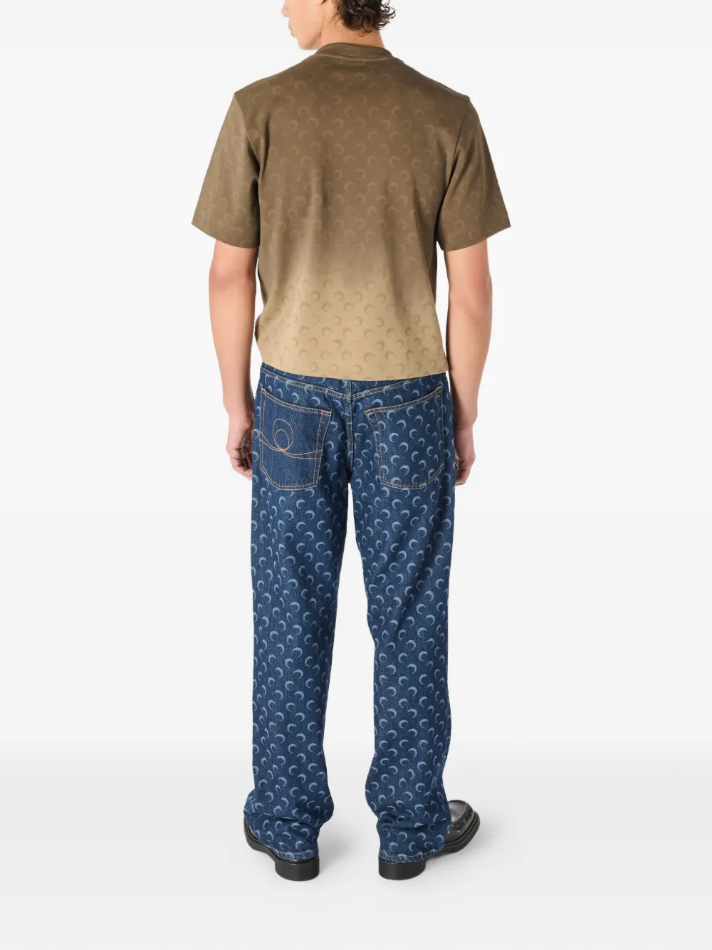 Marine Serre Jeans met wassende maan print Blauw