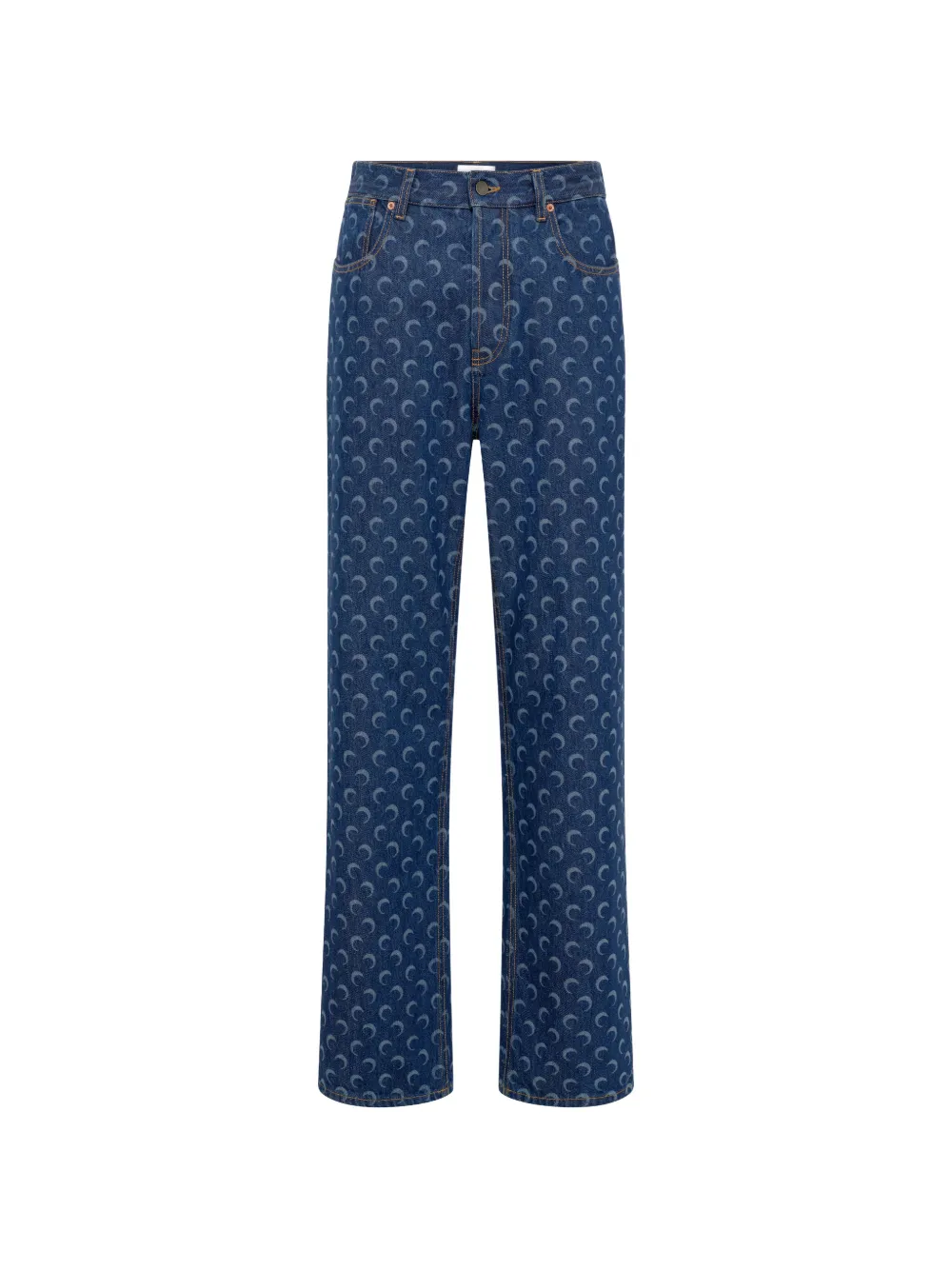 Marine Serre crescent moon-print jeans - Blu