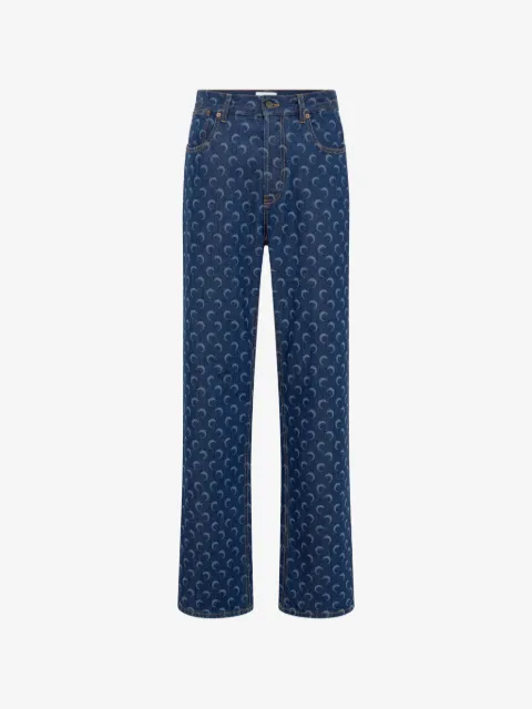 Marine Serre crescent moon-print jeans