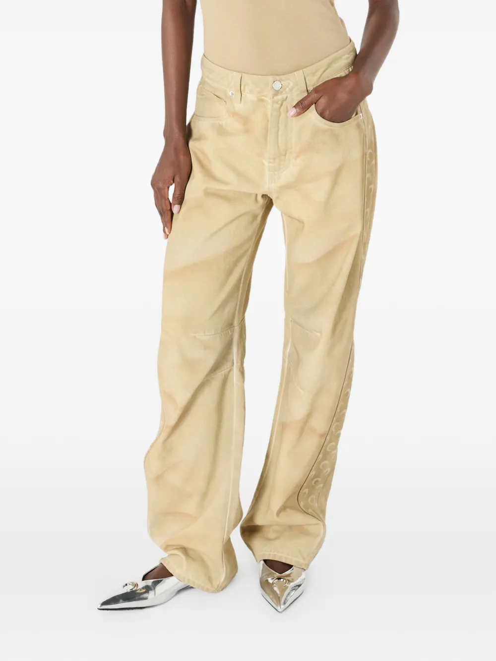 Marine Serre faded Moon-motif jeans - Toni neutri