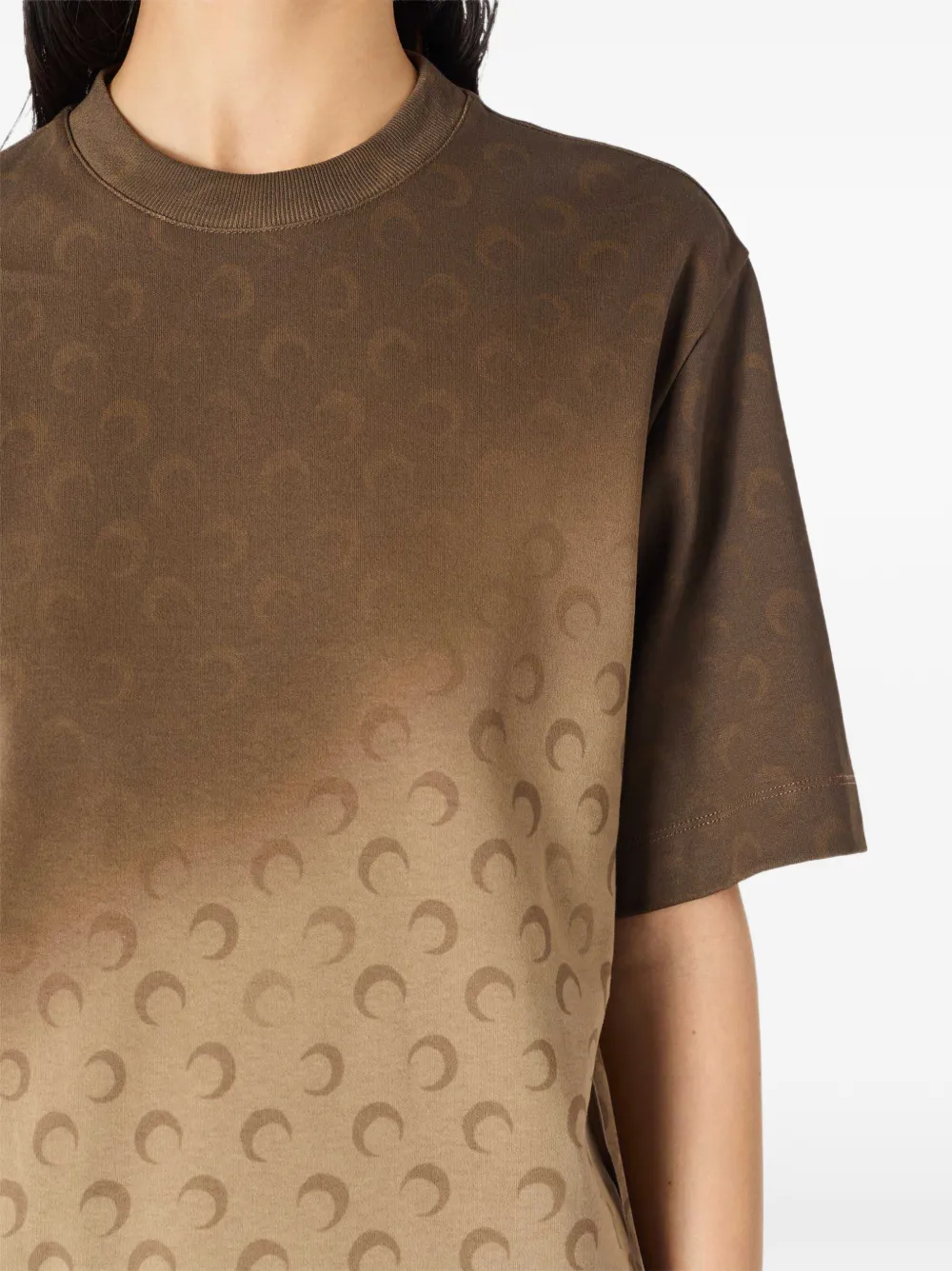 Marine Serre T-shirt met ronde hals en maanpatroon Bruin