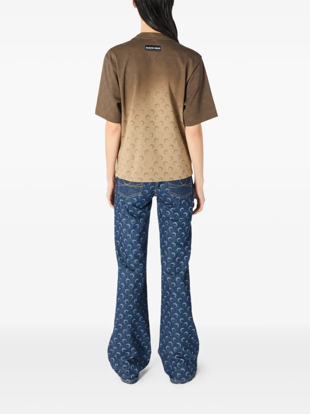 Marine Serre T-shirt met ronde hals en maanpatroon Bruin