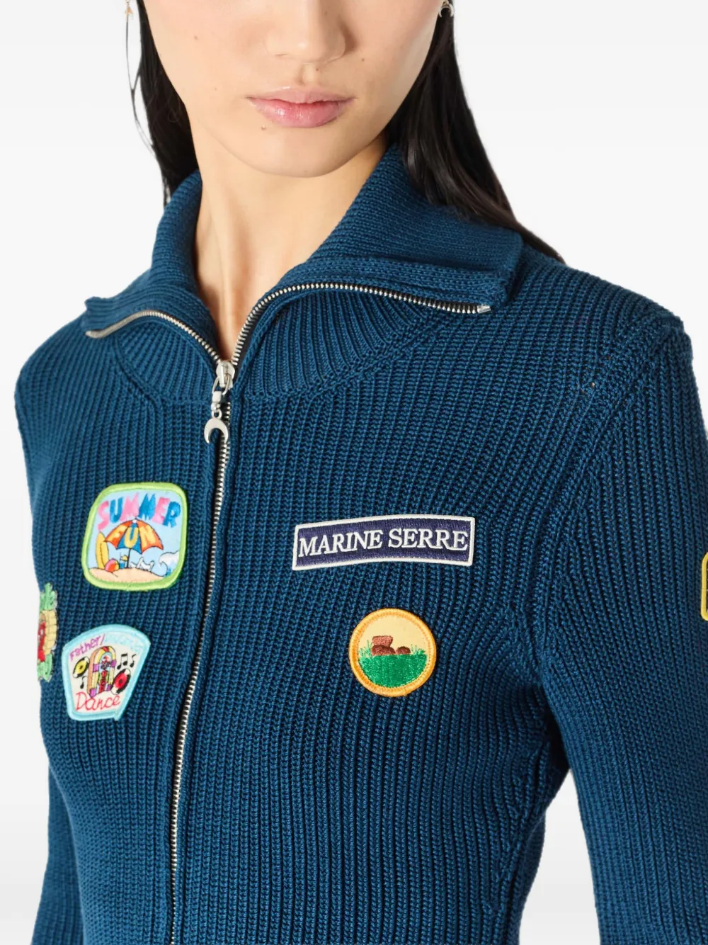 Marine Serre Deadstock vest met patches Blauw