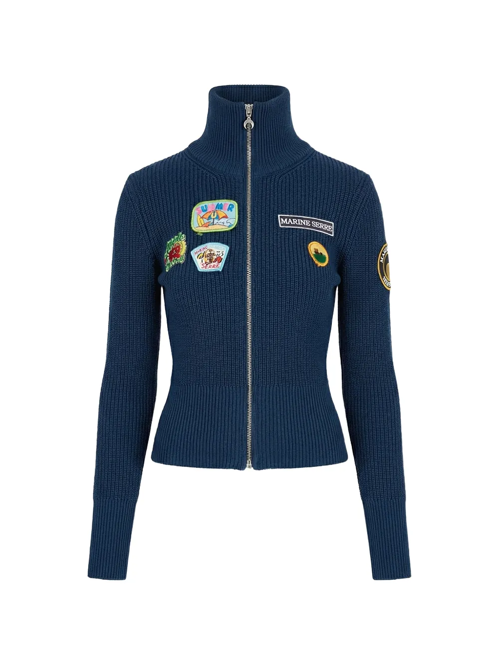 Marine Serre deadstock scout patches cardigan - Blau
