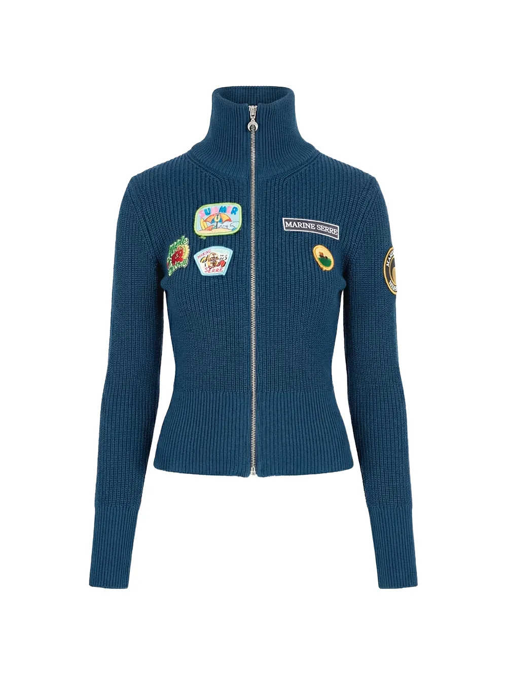 Marine Serre deadstock scout patches cardigan - Blau