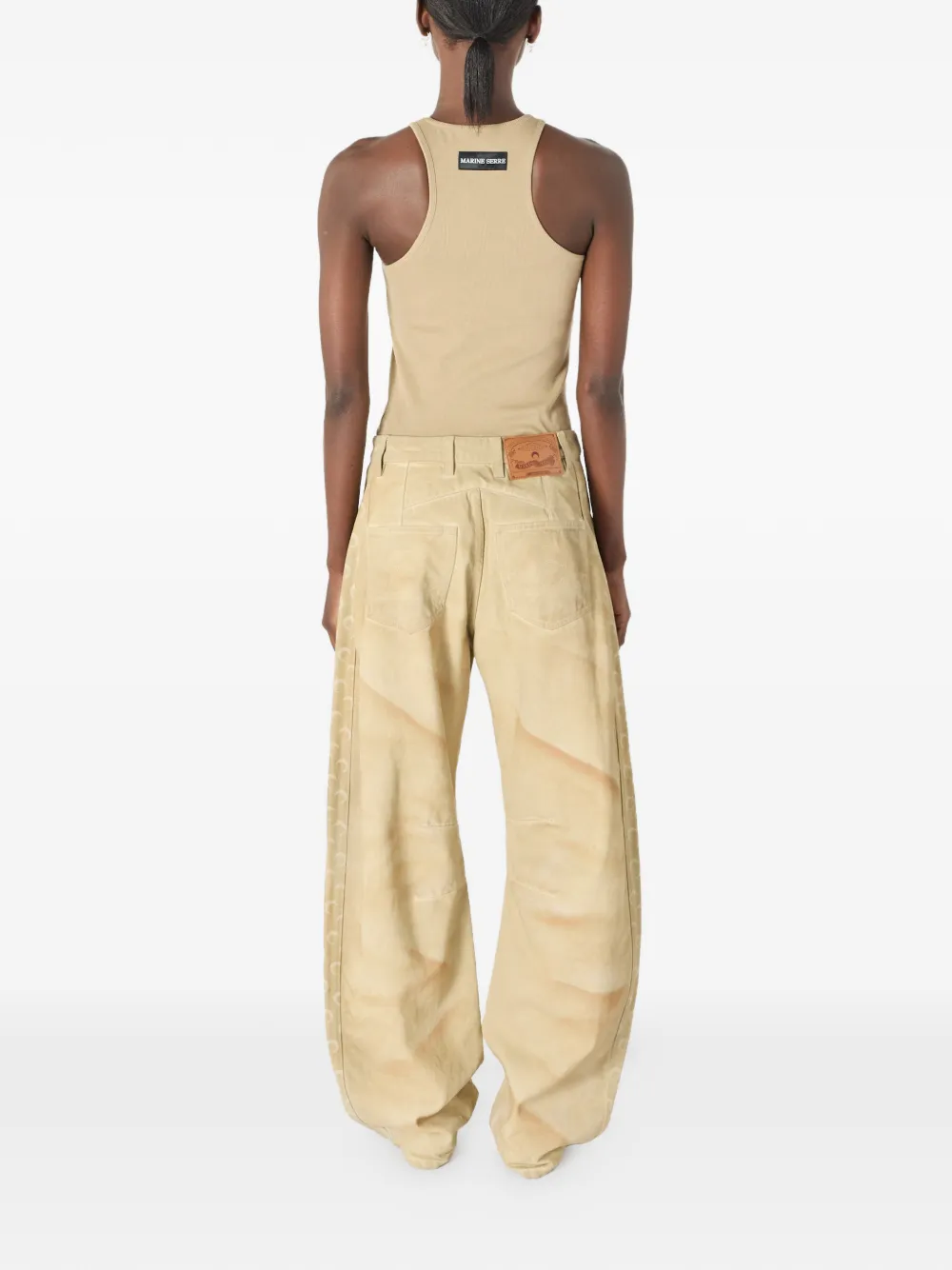  Marine Serre Moon Logo Ribbed Tank Top - Neutrals 