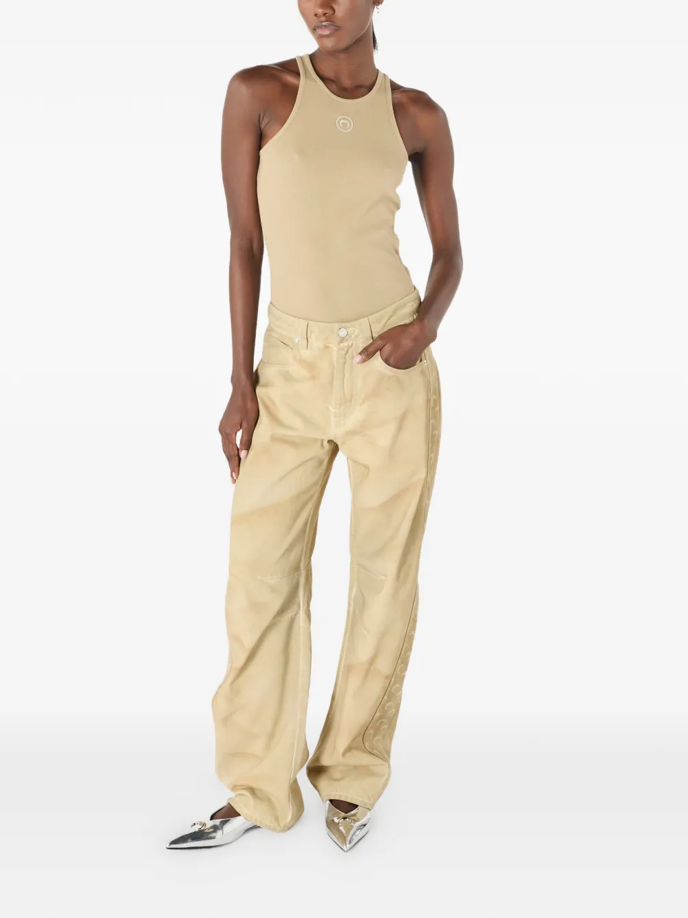 MARINE SERRE リブタンクトップ Organic Cotton Rib Tank Top • Marine Serre