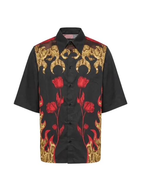 Marine Serre flowers-printed bowling shirt