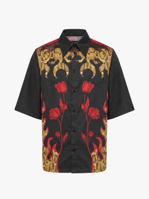 Marine Serre flowers-printed bowling shirt