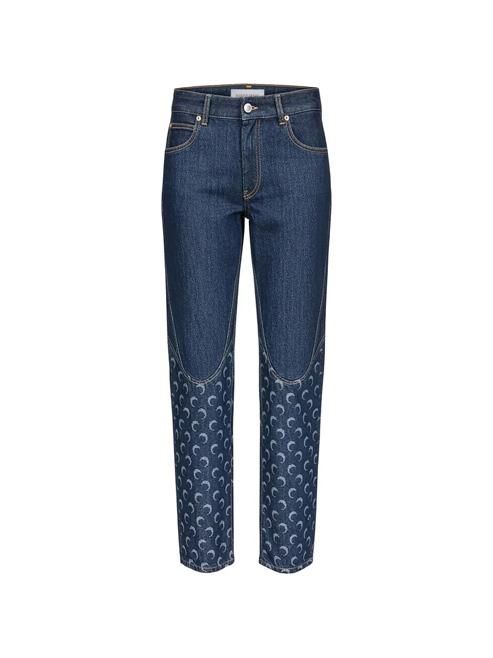 Marine Serre moon-print panelled jeans - Blu