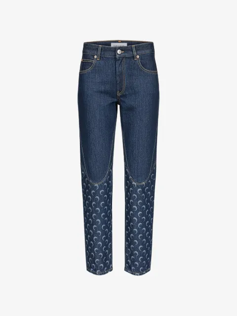Marine Serre Jeans mit Mondprint