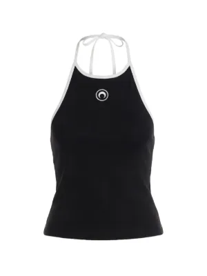 MARINE SERRE ブラック タンクトップ M Black Moon Logo Ribbed Jersey Tank Top by Marine Serre on Sale