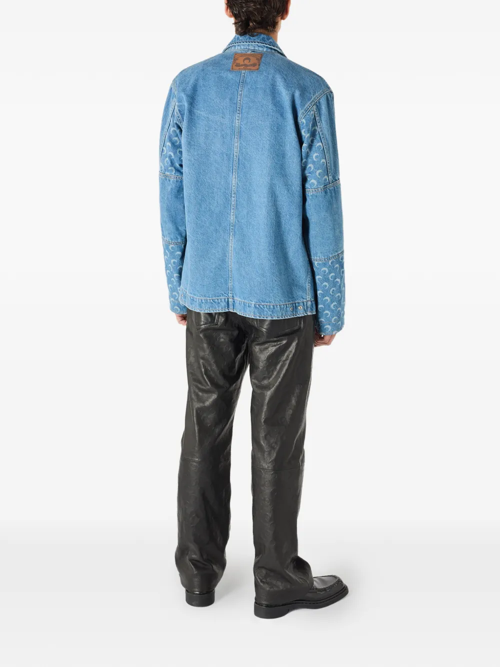 Marine Serre Denim jack met maanprint Blauw