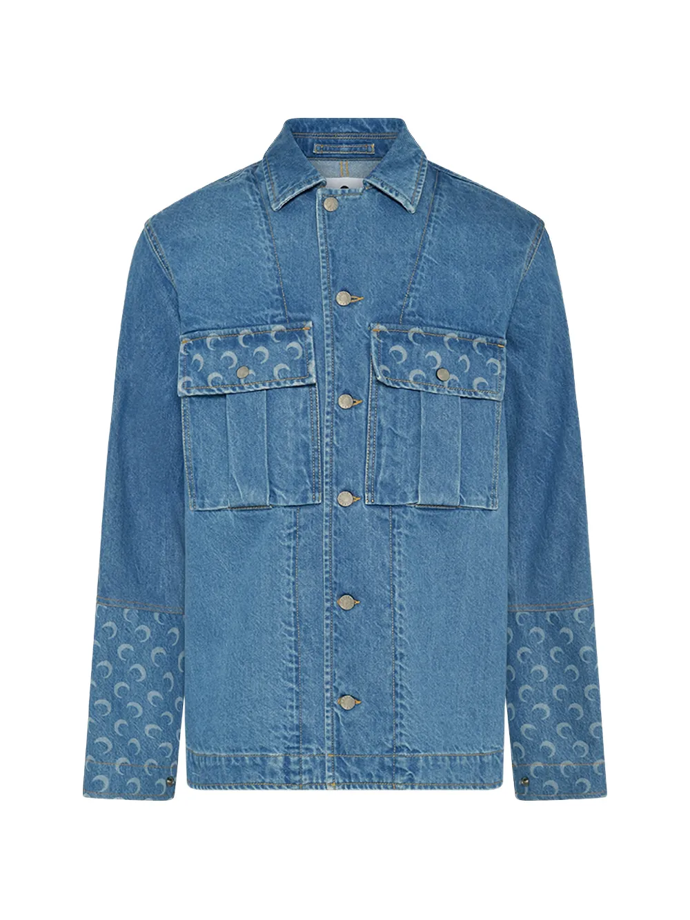 Marine Serre Denim jack met maanprint Blauw