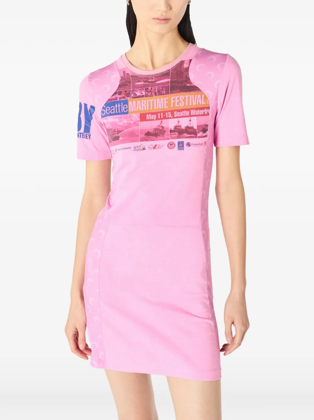 Marine Serre graphic-print mini dress - Rosa