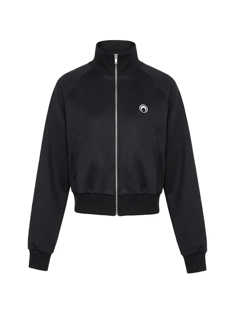 Marine Serre moon-logo zipped sweatshirt organic-cotton - Schwarz