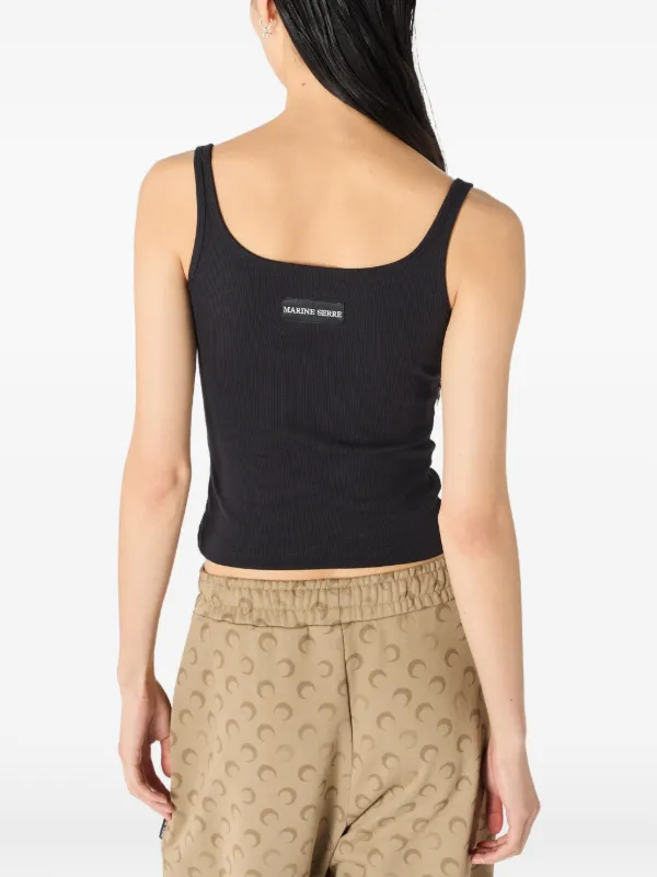 Marine Serre Crescent Moon Cropped Tank Top | Black | FARFETCH ZA