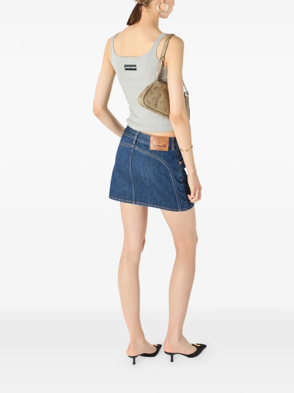 Marine Serre Moon cropped tanktop met borduurwerk Grijs
