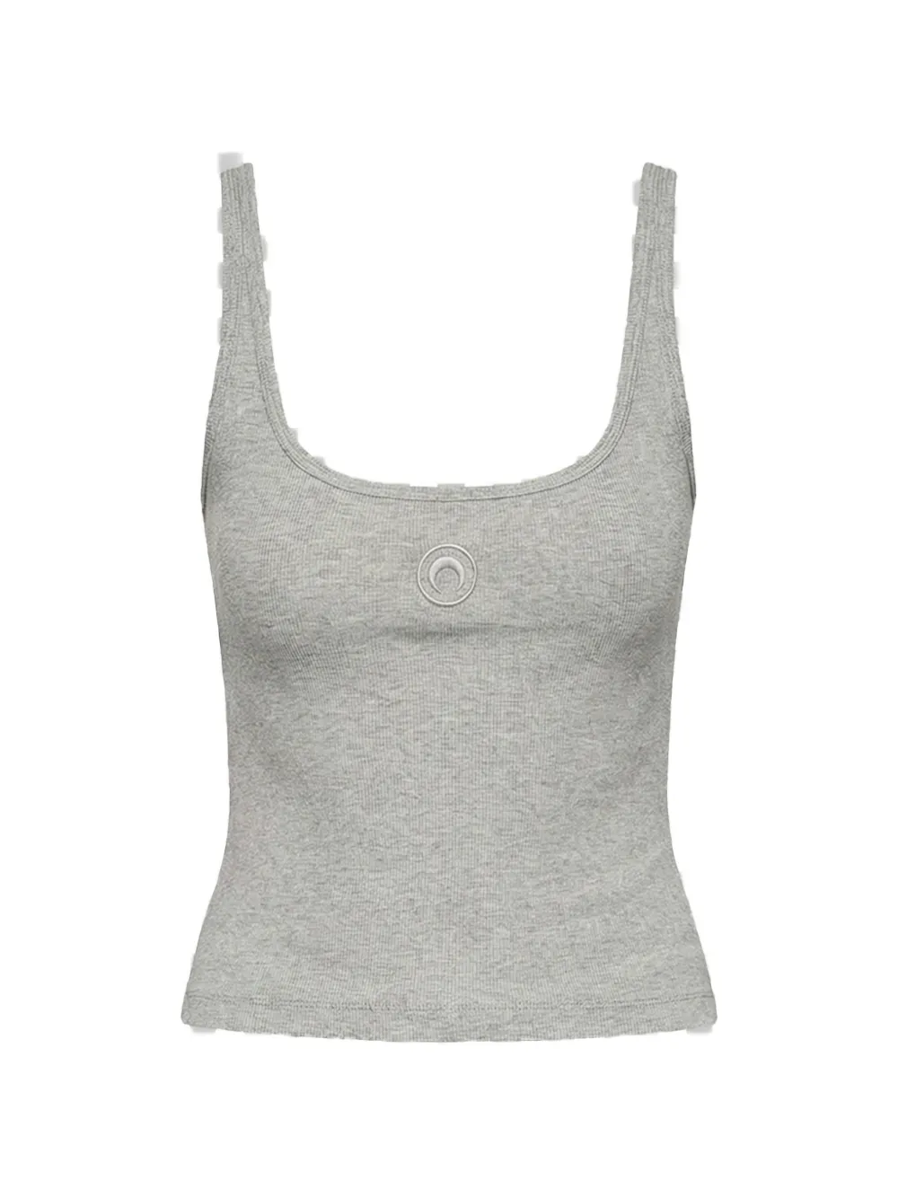 Marine Serre Moon Logo Ribbed Cropped T-shirt In Gray