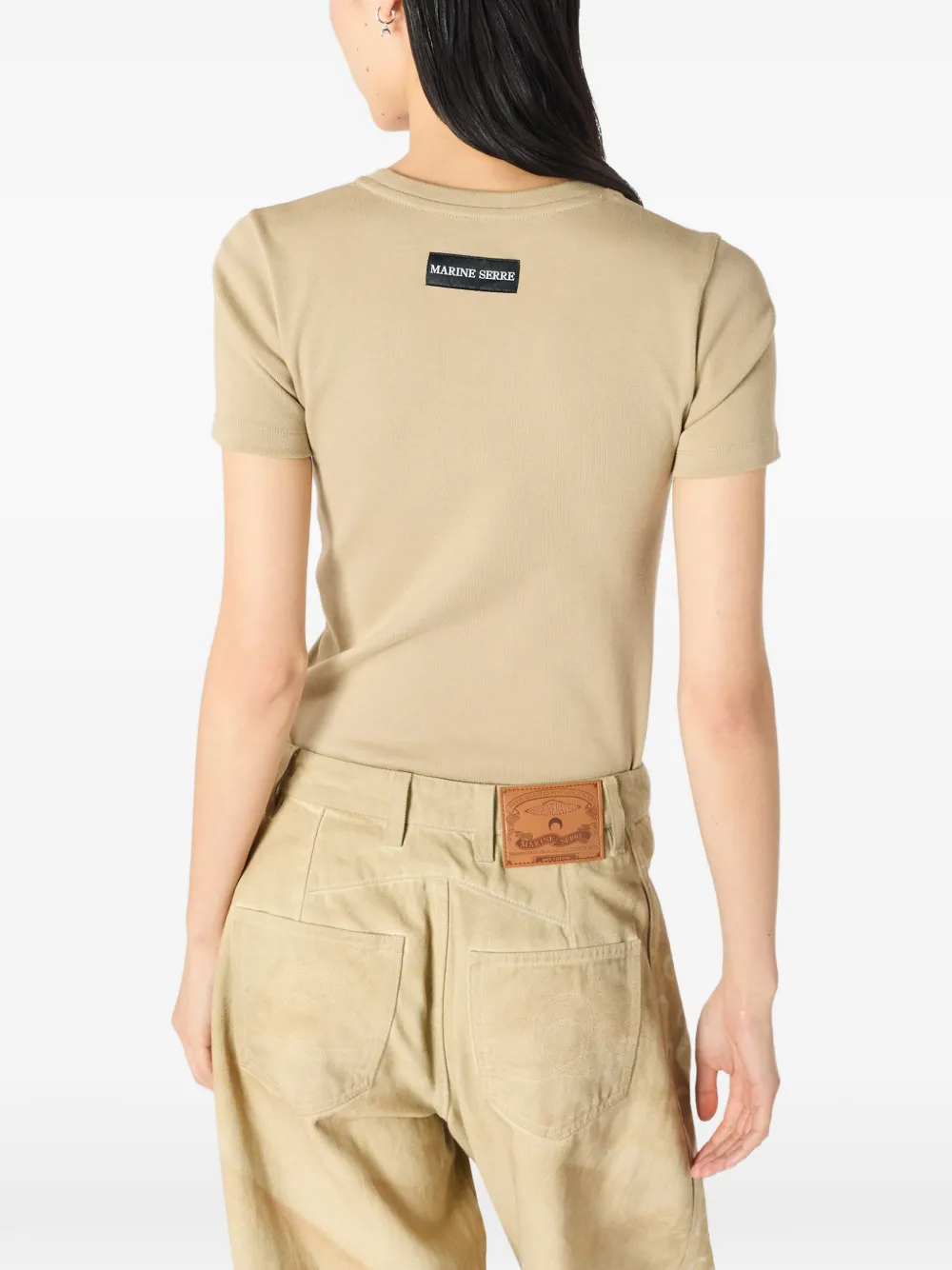 Marine Serre T-shirt met logo Beige