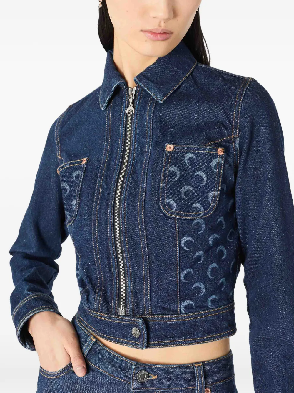 Marine Serre Jack met maanprint Blauw