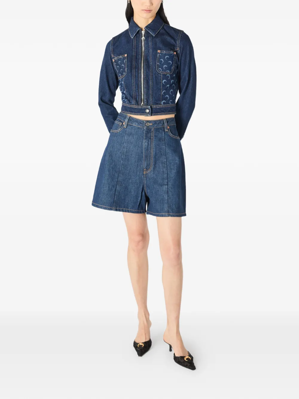 Marine Serre Jack met maanprint Blauw
