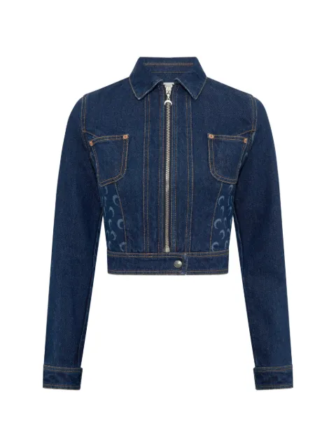 Marine Serre moon-print cropped denim jacket