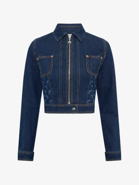 Marine Serre veste en jean crop à imprimé logo