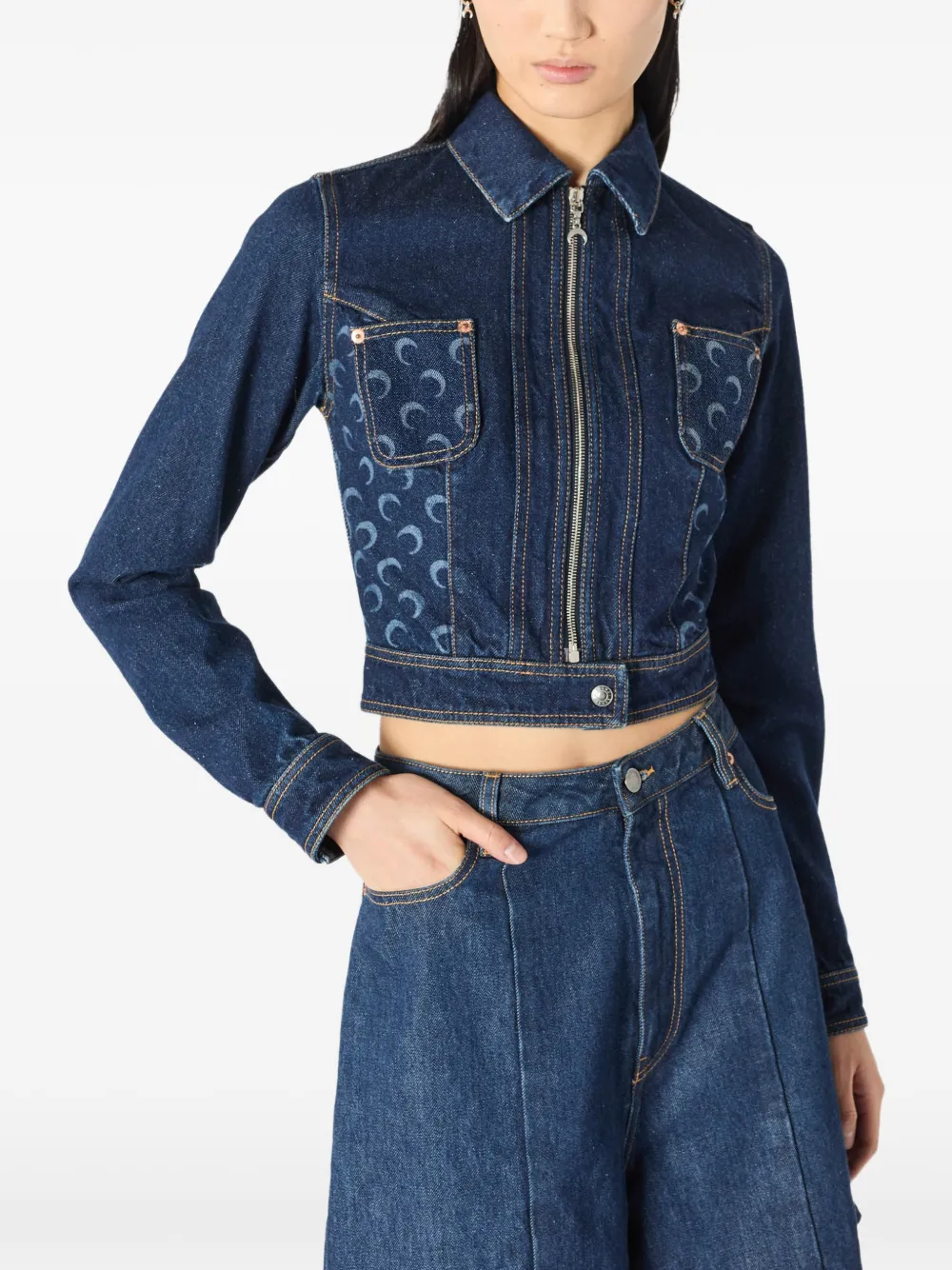 Marine Serre Jack met maanprint Blauw