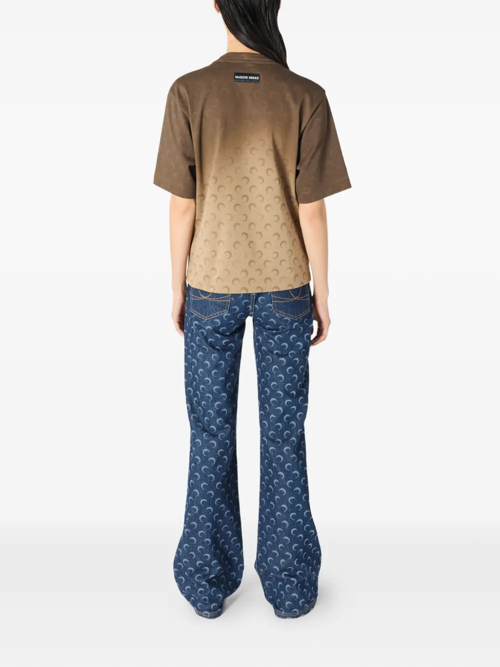 Marine Serre Jeans met halve maan print Blauw